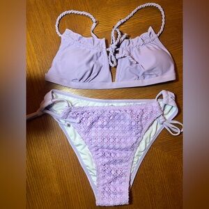 Lilac Crochet Bikini Set Zaful